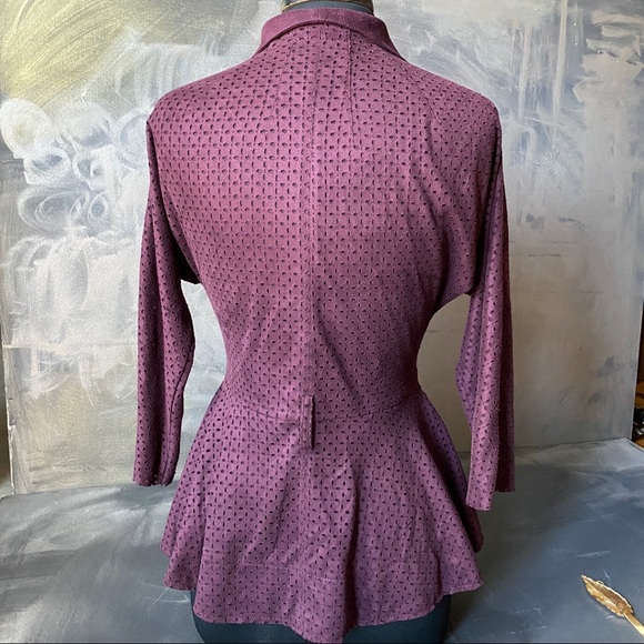 NWOT - Bryon Lars Purple Peplum Faux Suede Jacket - Picture 4 of 6